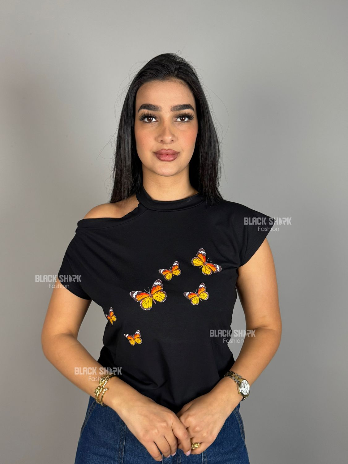 Printed Shoulder Off Short Sleeve Top
