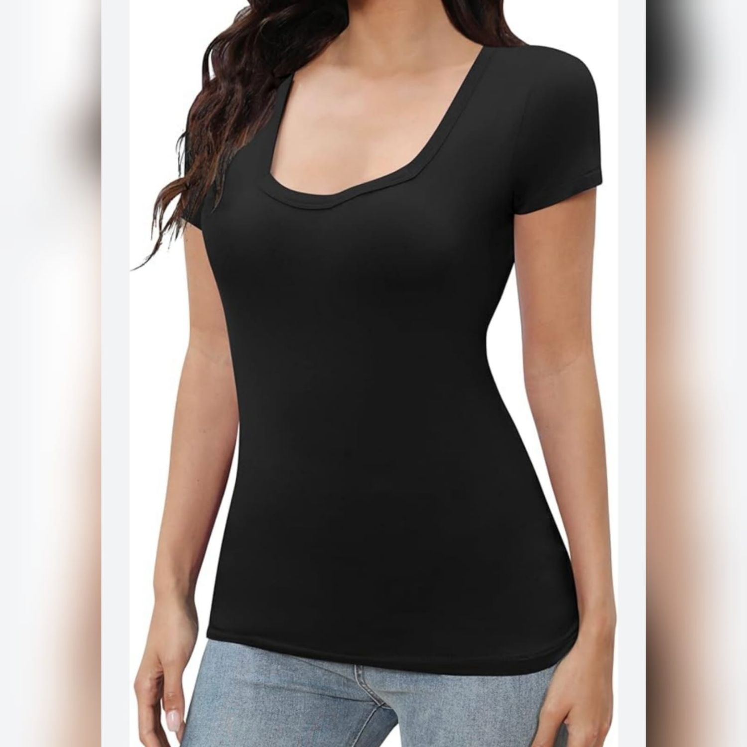 Square Neck Short Sleeve Top