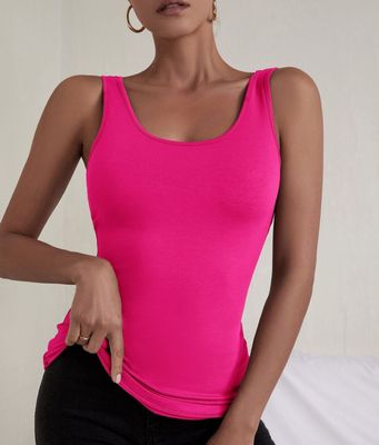 Sleeveless U-Neck Basic Top