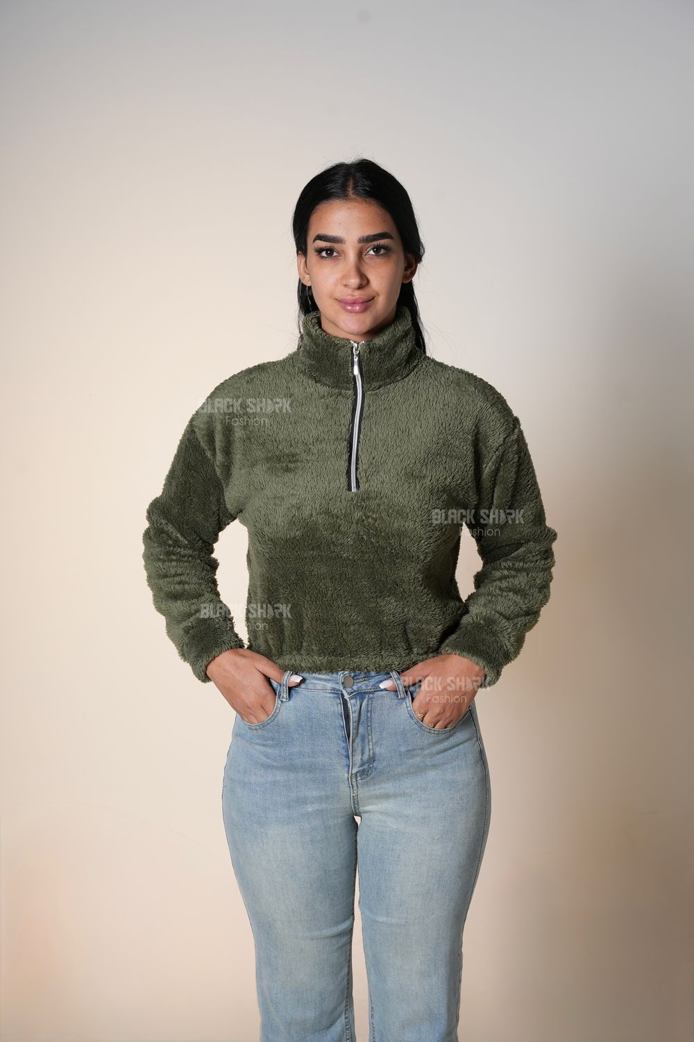 Half-Zipper Fluffy Teddy Hoodie