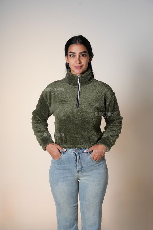 Half-Zipper Fluffy Teddy Hoodie