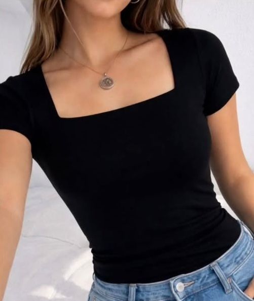 Short Sleeve Square Neck Top