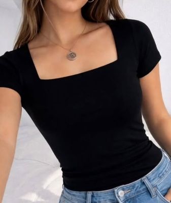 Short Sleeve Square Neck Top