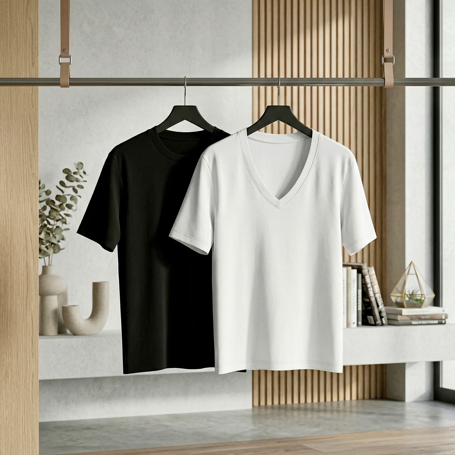 V-Neck Short Sleeve Cotton T-Shirt