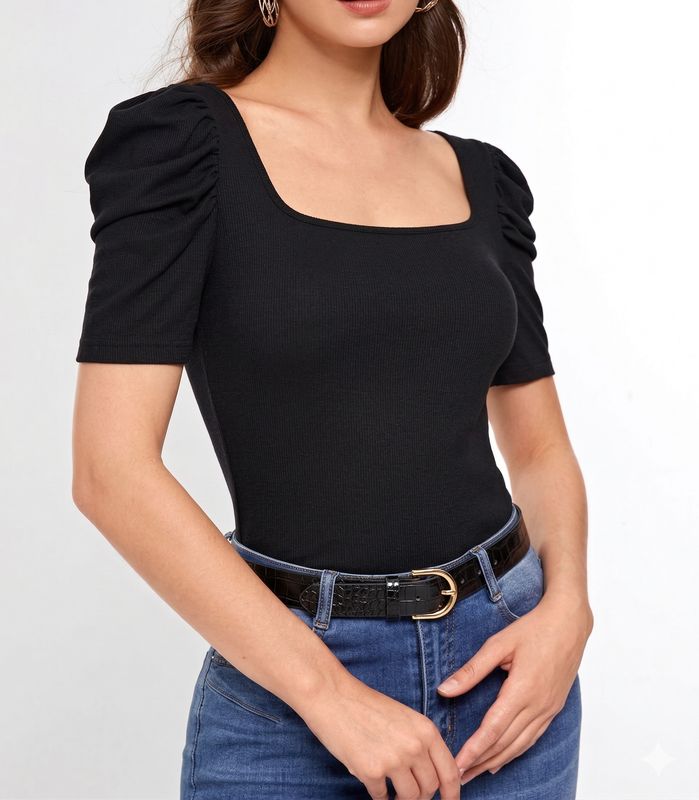 Square Neck Puff Sleeve Top