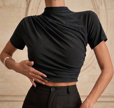Ruched Short Sleeve Crop Top