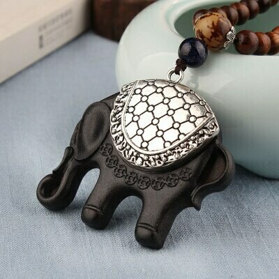 Handmade Vintage Ethnic Irregular Sandalwood Pendant Necklaces
