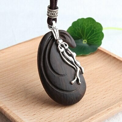 Handmade Vintage Ethnic Irregular Sandalwood Pendant Necklaces