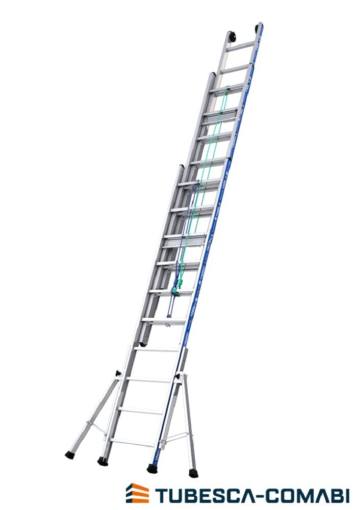 TUBESCA PLATINIUM 3 SECTION ROPE OPERATED LADDER 2.98M