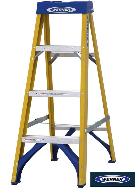 WERNER FIBREGLASS SWINGBACK STEPLADDERS 4 TREAD