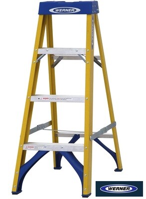 WERNER FIBREGLASS SWINGBACK STEPLADDERS 4 TREAD