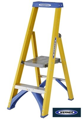 WERNER FIBREGLASS PLATFORM STEPLADDER 2 TREAD