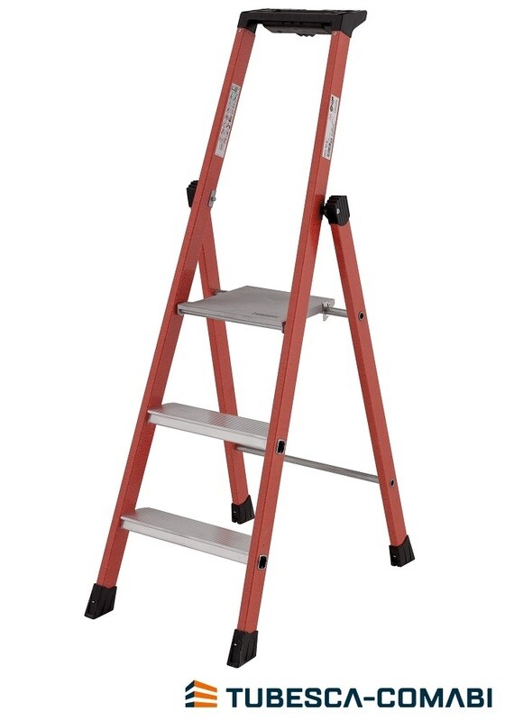 TUBESCA COMPACT FIBREGLASS PLATFORM STEPLADDER 3 TREAD