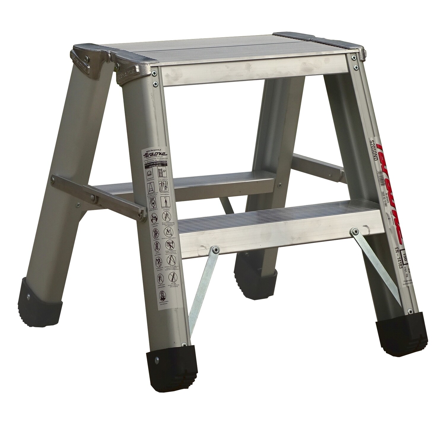FARAONE ALUMINIUM DOUBLE SIDED STEPLADDER 2 TREAD