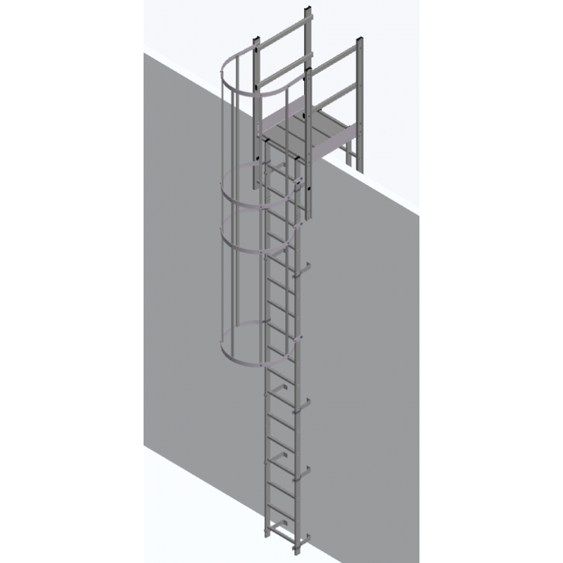HYMER FIXED LADDERS 3.64M - ROOF PARAPET WITH HOOPS