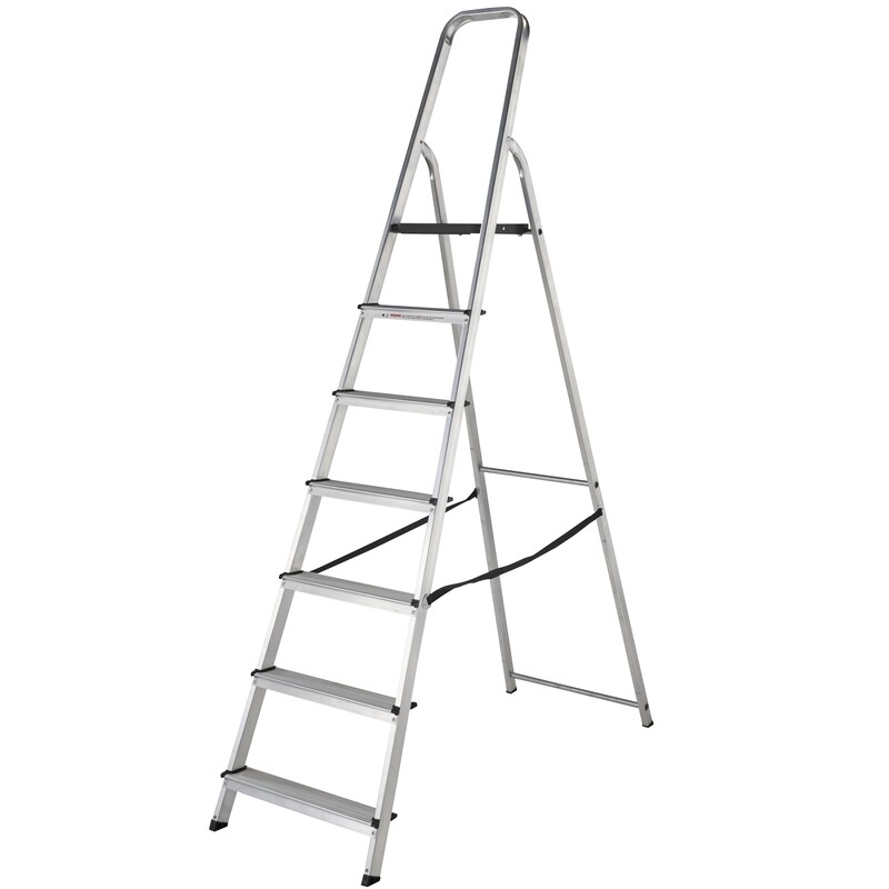 WERNER STEPLADDER 7 TREAD HIGH HANDRAIL