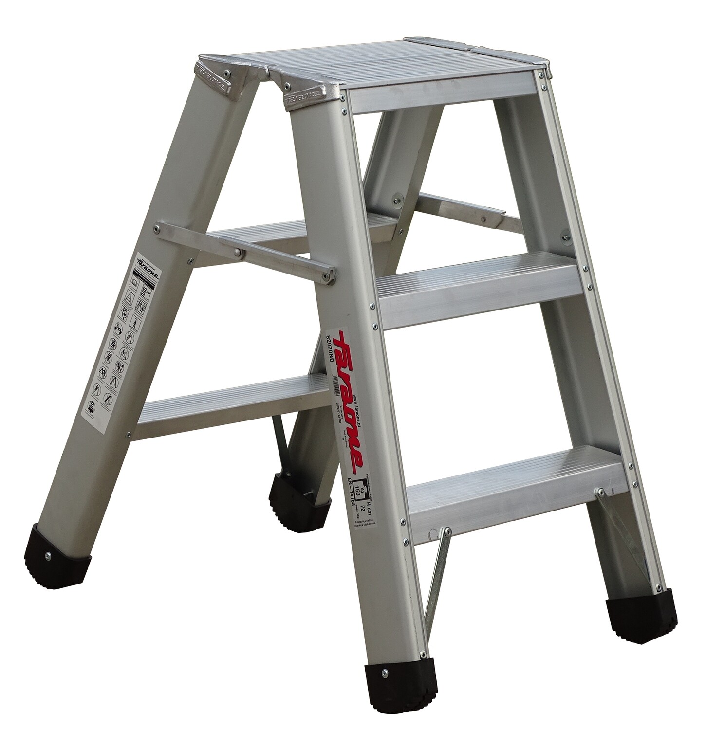 FARAONE ALUMINIUM DOUBLE SIDED STEPLADDER 3 TREAD