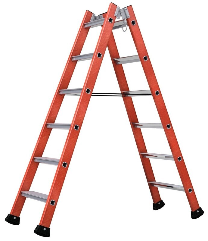 TUBESCA FIBREGLASS DOUBLE SIDED STEPLADDER 2x6 TREAD