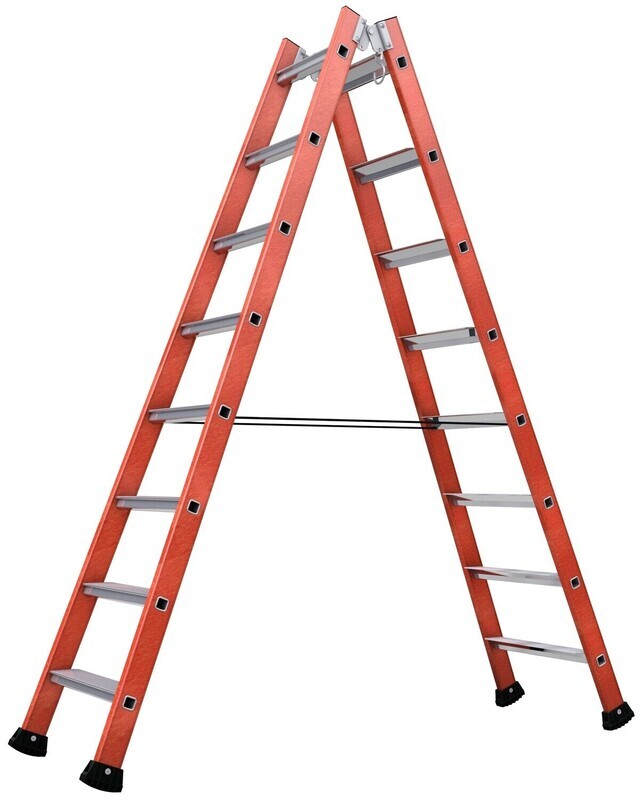 TUBESCA FIBREGLASS DOUBLE SIDED STEPLADDER 2x8 TREAD