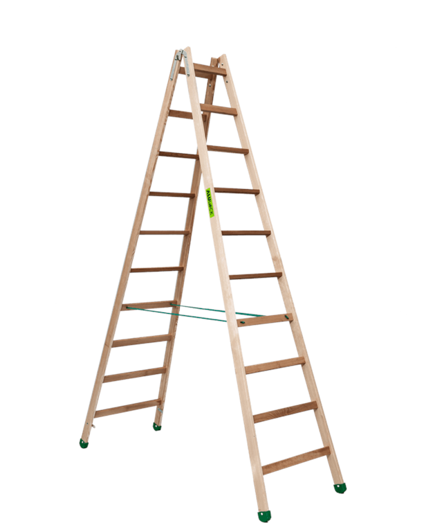 ALULOCK WOODEN RUNG LADDER DOUBLE SIDED 2 X 10