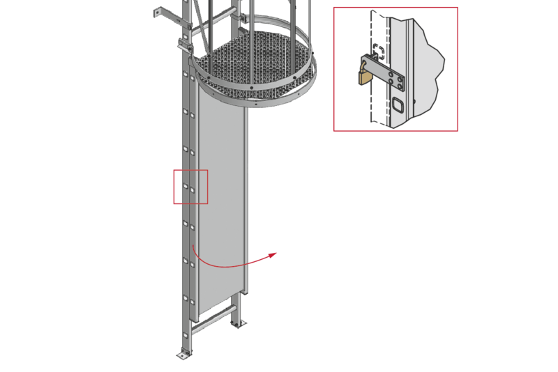 HYMER ACCESS BARRIER C/W COVER LOCKABLE FOR VERTICAL FIXED LADDERS