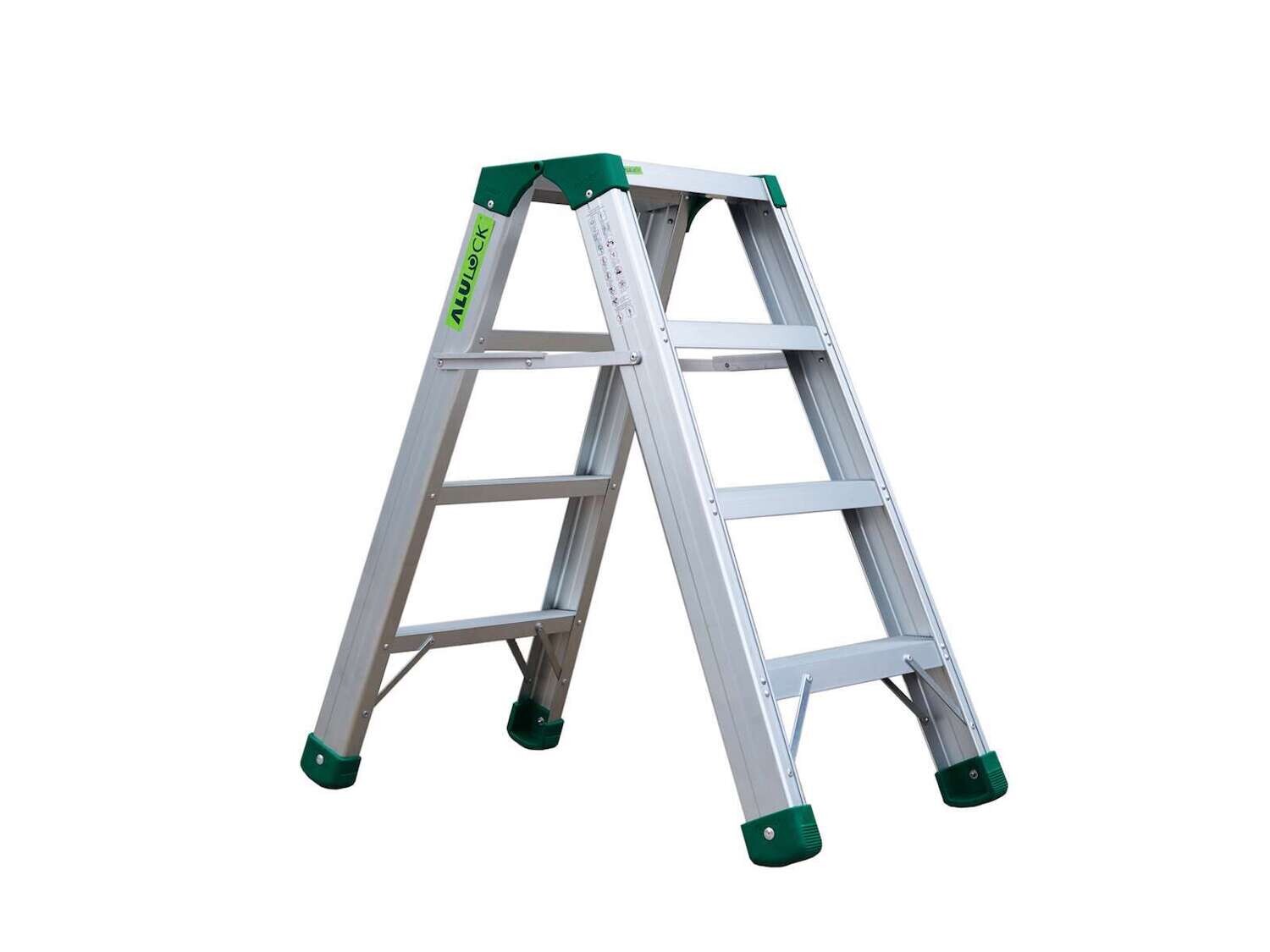 ALULOCK ALUMINIUM DOUBLE SIDED STEPLADDER 4 TREAD