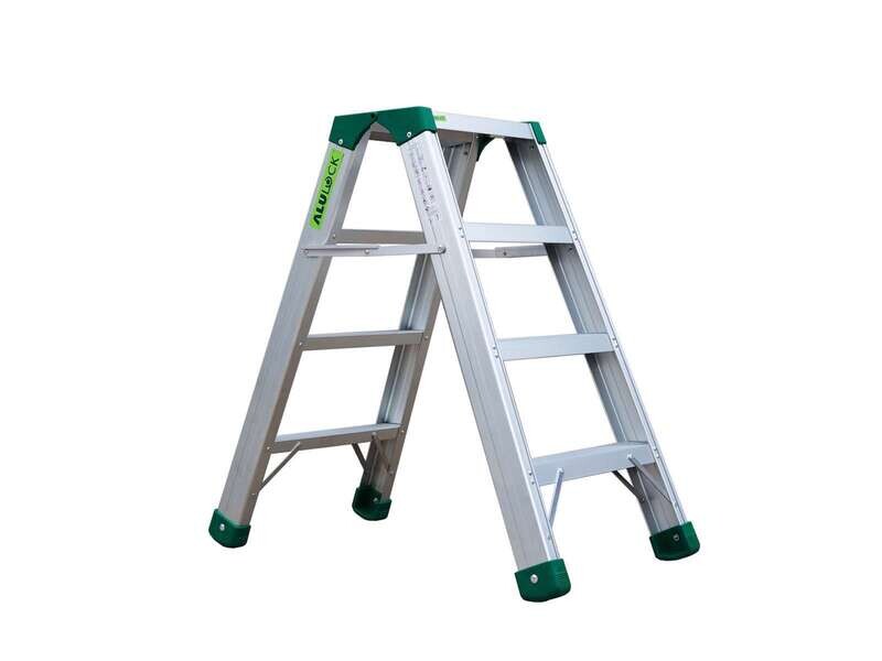ALULOCK ALUMINIUM DOUBLE SIDED STEPLADDER 4 TREAD