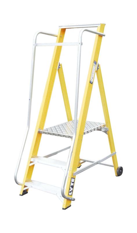 LYTE FIBREGLASS WIDE PLATFORM STEPLADDER 3 TREAD