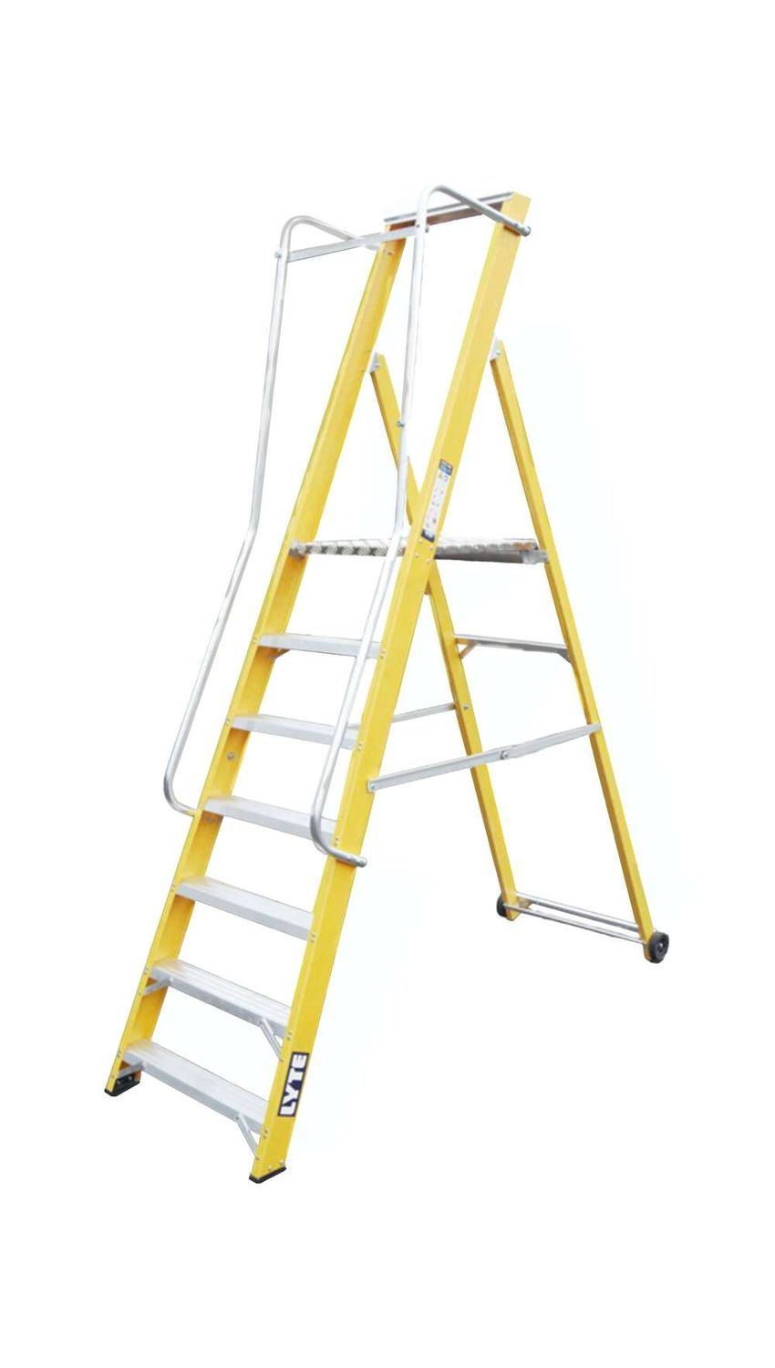 LYTE FIBREGLASS WIDE PLATFORM STEPLADDER 7 TREAD