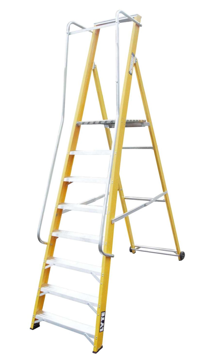 LYTE FIBREGLASS WIDE PLATFORM STEPLADDER 8 TREAD