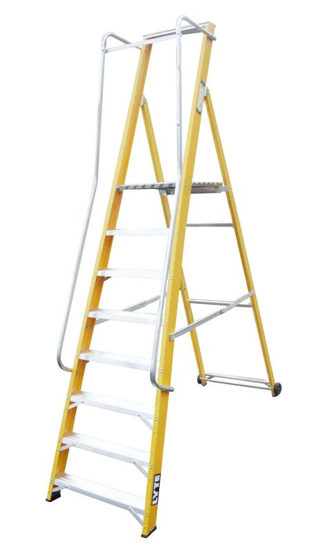 LYTE FIBREGLASS WIDE PLATFORM STEPLADDER 8 TREAD