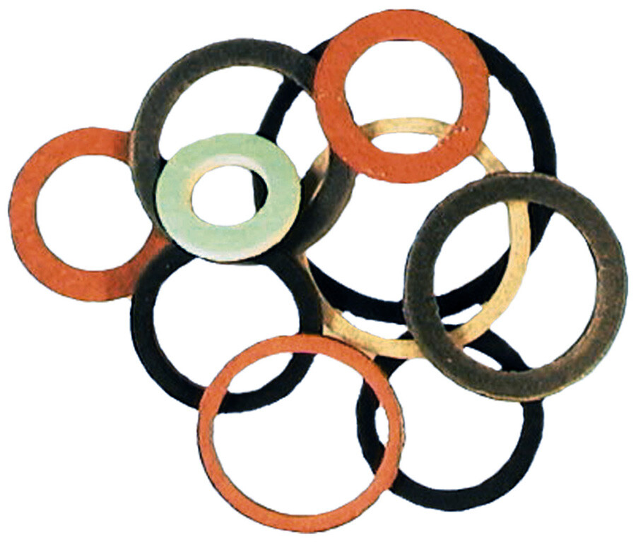 Assortimento Guarnizioni idrauliche in Gomma e Fibra Vulkanite 3/8 - 1/2" - 3/4" - M22x1 - 10PZ