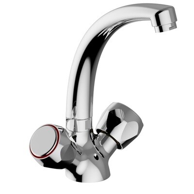 Rubinetto monoforo gruppo lavello cucina manopola tonda bocca idroformata cromo