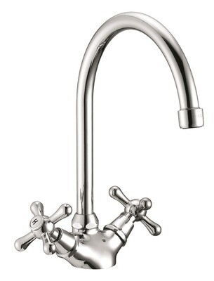 Rubinetto Gruppo Lavello in Ottone per cucina manopola antica con bocca ad ombrello Rubinetto Gruppo Lavello in Ottone per cucina manopola antica con bocca ad ombrello