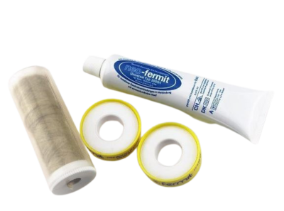 Kit Sigillante per Filetti, Raccordi, Rubinetti, Valvole - 1pz Canapa idraulica, 1 pz Pasta sigillante, 2 pz Teflon PTFE