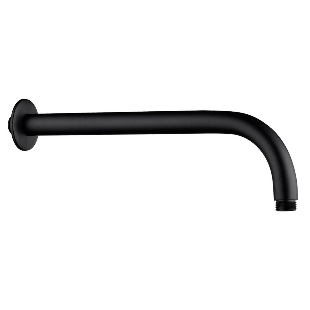 Braccio doccia per soffione in ottone 400 mm curvo nero opaco