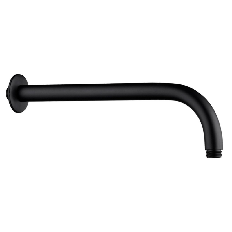 Braccio doccia per soffione in ottone 300 mm curvo nero opaco Braccio doccia per soffione in ottone 300 mm curvo nero opaco