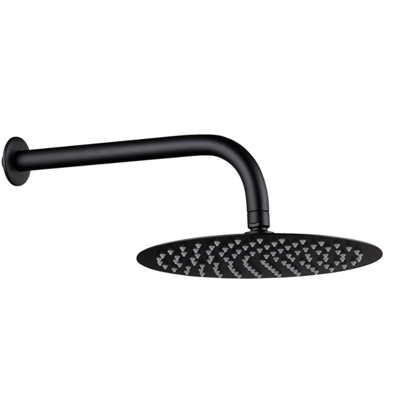 Set soffione e braccio doccia tondo - 200 mm ultraslim nero opaco Set soffione e braccio doccia tondo - 200 mm ultraslim nero opaco