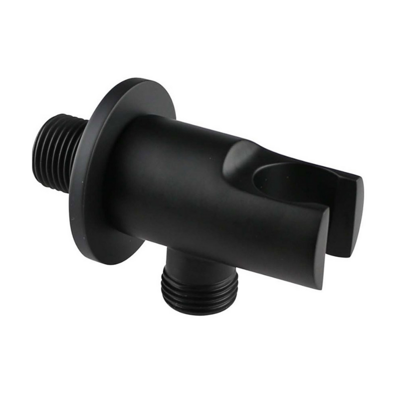 Supporto doccia a muro con presa acqua G1/2 Supporto doccia a muro con presa acqua G1/2"x G1/2" in ottone per doccetta rubinetteria nero opaco