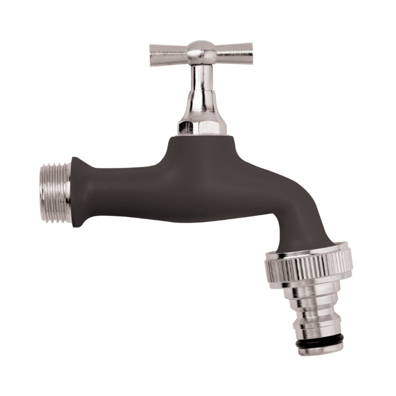 Rubinetto giardino colorato attacco 1/2" con portagomma a innesto rapido  colore nero opaco