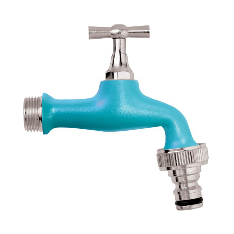 Rubinetto giardino colorato attacco 1/2" con portagomma a innesto rapido  colore blu marino