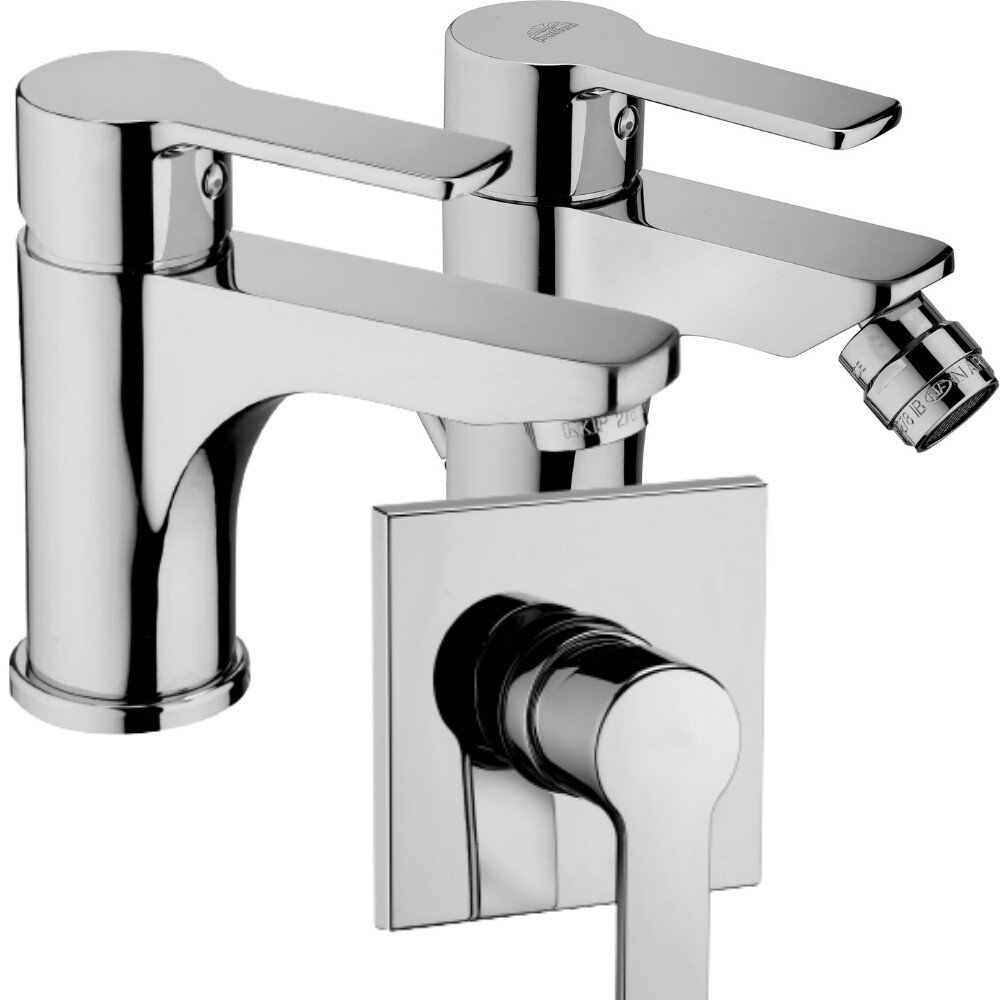 Set Miscelatori monocomando per lavabo + Bidet +Incasso Doccia " Red"