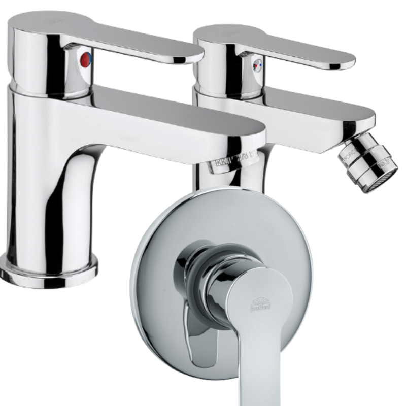 Set Miscelatori monocomando per lavabo + Bidet+ Incasso doccia  "Blu"
