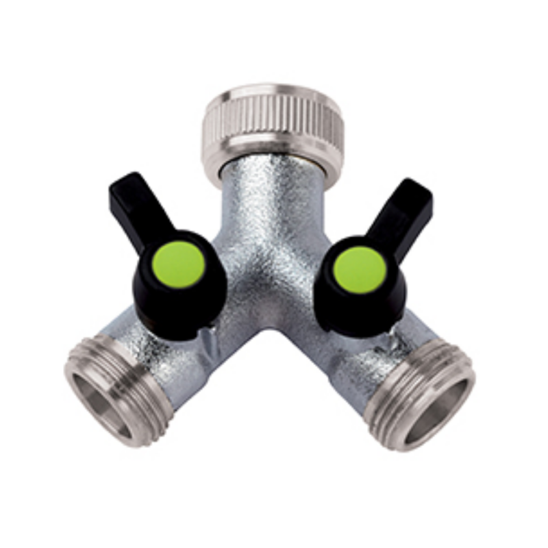 Rubinetto giardino “Y”  3/4x3/4x3/4 a 2 vie indipendenti, regolabili  Cromo