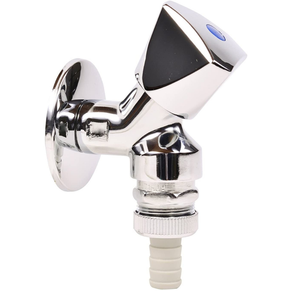 Rubinetto a Muro Attacco per Lavatrice 1/2"x3/4  con Portagomma e Valvola di non ritorno