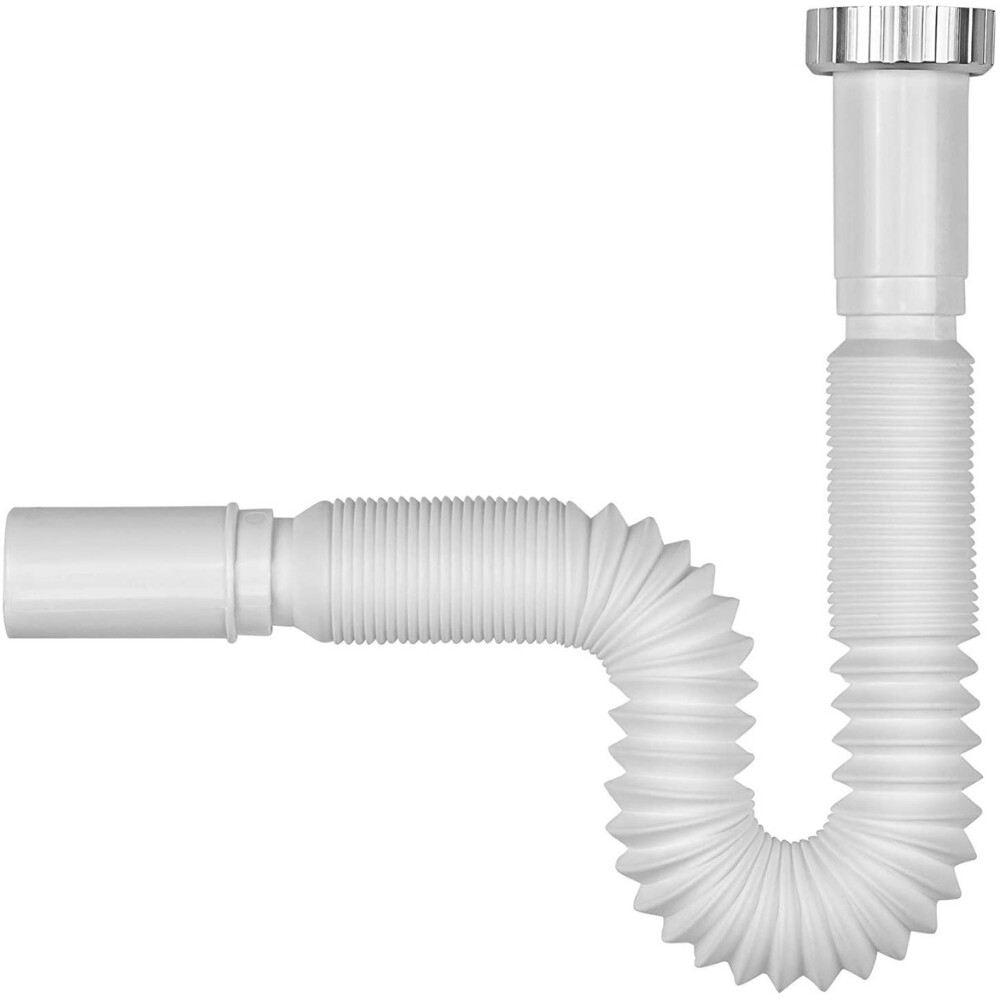 Sifone, Tubo di Scarico flessibile Universale per Lavello  in PP Bianco Estensibile 1" 1/2 Comprimibile