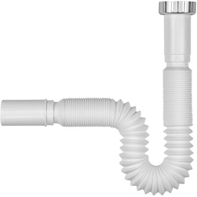 Sifone, Tubo di Scarico flessibile Universale per Lavello in PP Bianco Estensibile 1