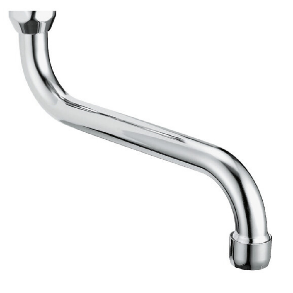 Canna di Ricambio Universale a "S" Compatibile per Gruppo Rubinetto a muro Lunga cm 30, Ghiera 3/4 “ Aeratore anticalcare M22x1