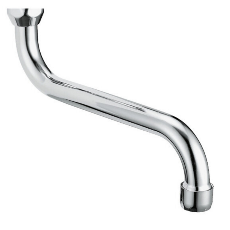 Canna di Ricambio Universale a Canna di Ricambio Universale a "S" Compatibile per Gruppo Rubinetto a muro Lunga cm 30, Ghiera 3/4 “ Aeratore anticalcare M22x1