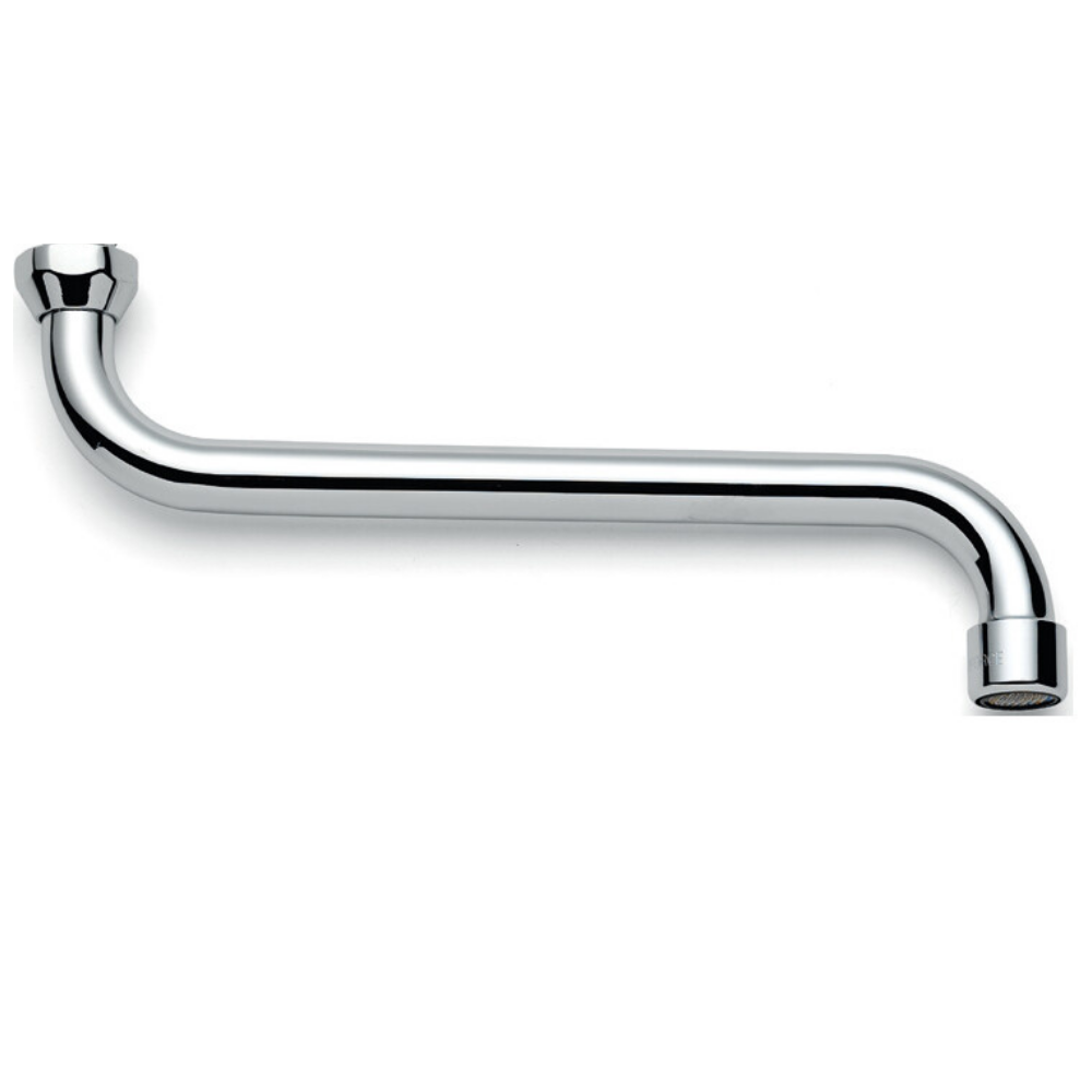 Canna di ricambio gruppo rubinetto a “S“ lunga, cm 25, Ghiera 3/4 “ con Aeratore anticalcare M22x1